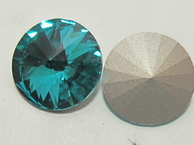 6 pcs. 14mm RIVOLI BLUE ZIRCON (maxima) POINTED BACK PRECIOSA Rhinestones
